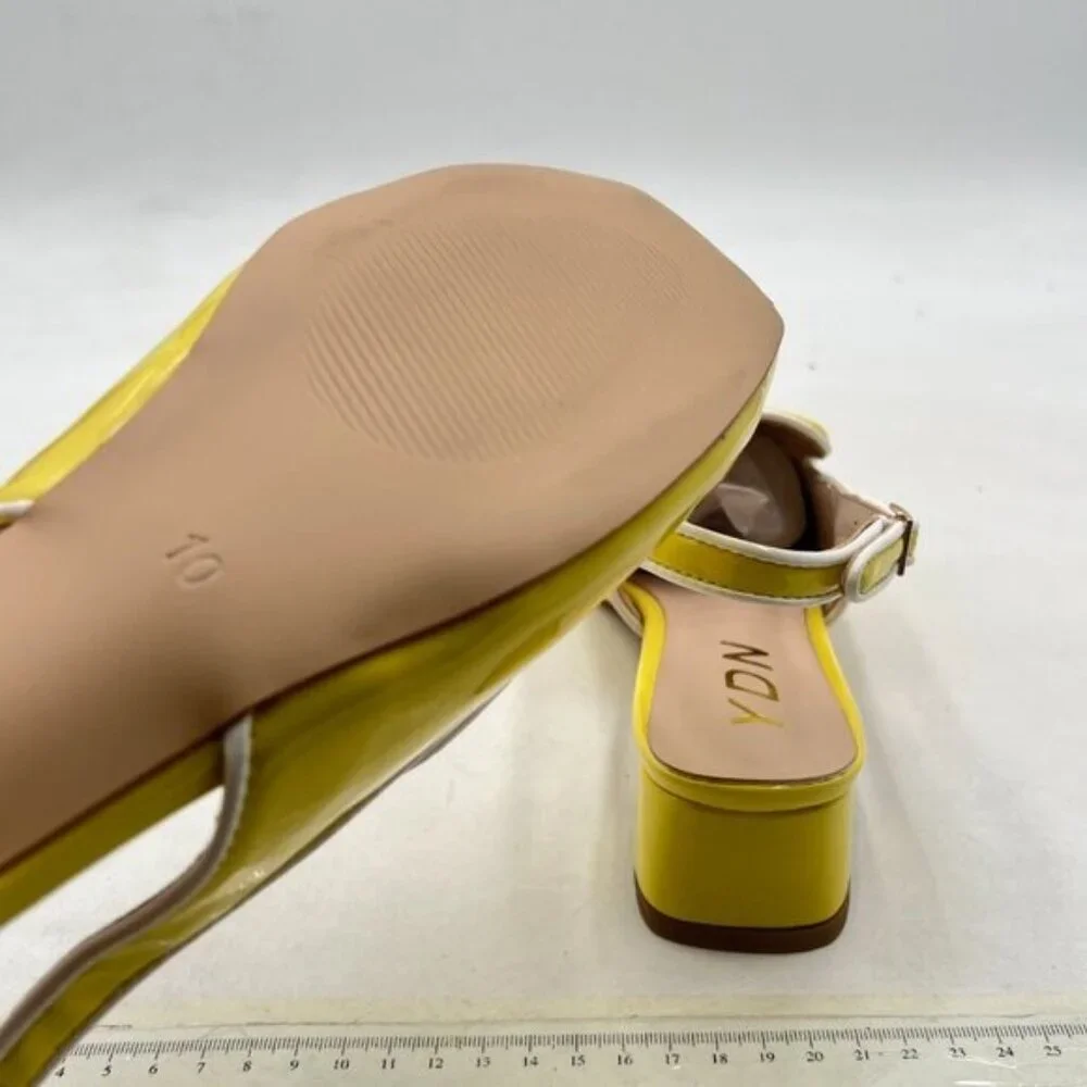 YDN Yellow Patent Slingback Block Heel Loafer